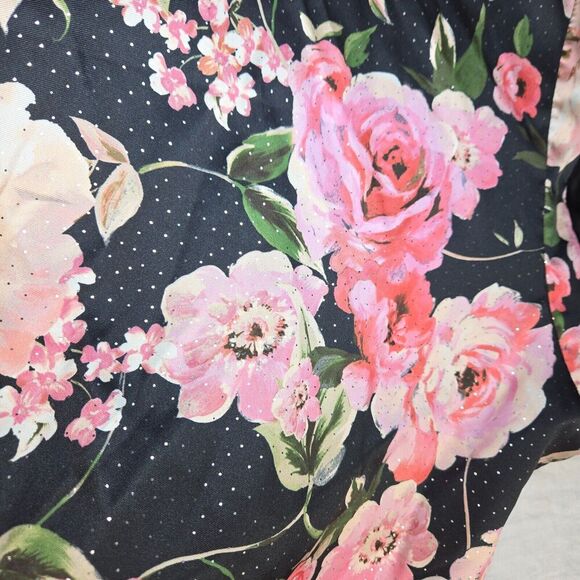 City Triangles Backless Formal Dress Juniors‎ 11 Black Pink Floral Skirt Flare - Picture 11 of 16